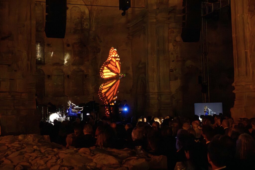 video of butterfly on the background of the stage
