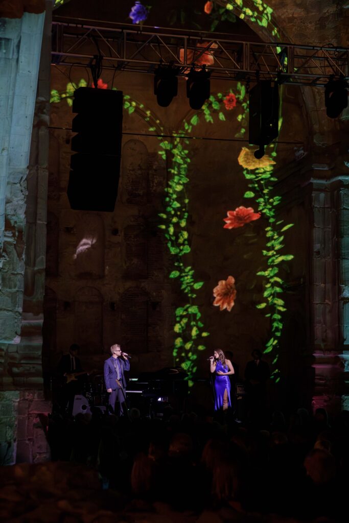 video of flowers on the background of the stage