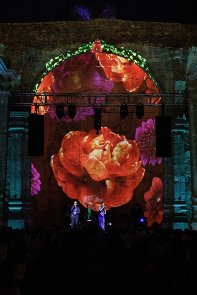video of flowers on the background of the stage