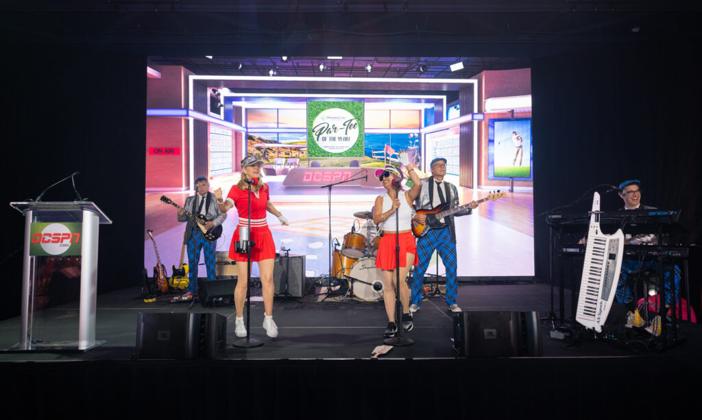 band on stage during the charity event