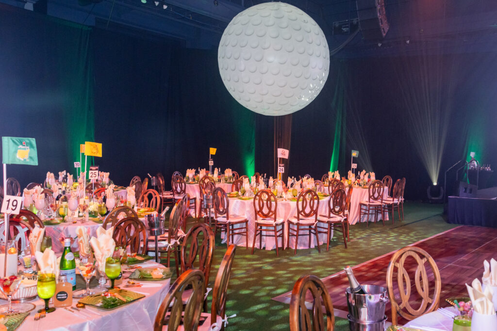 table decor for golf event theme charity event