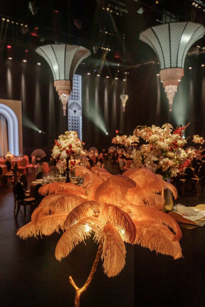 table decor and flower arrangements for the dinner event