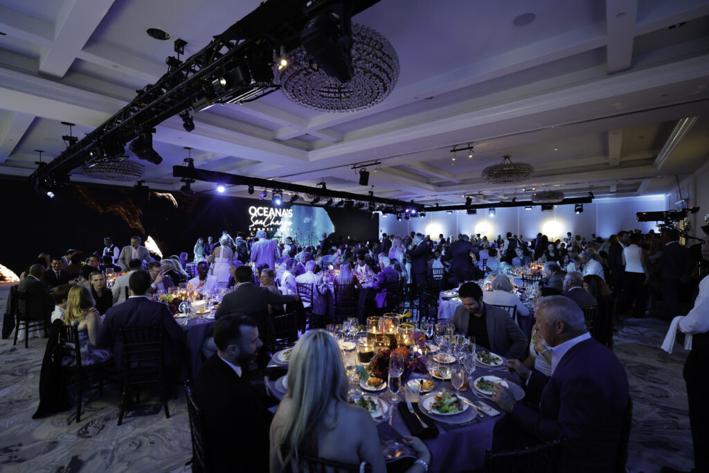 large visual screen was part of the non-profit fundraiser idea