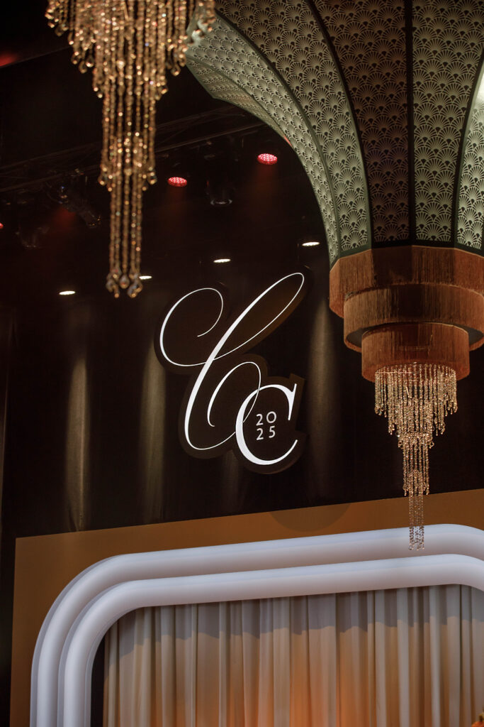 Segerstrom Candlelight Concert logo and chandelier 