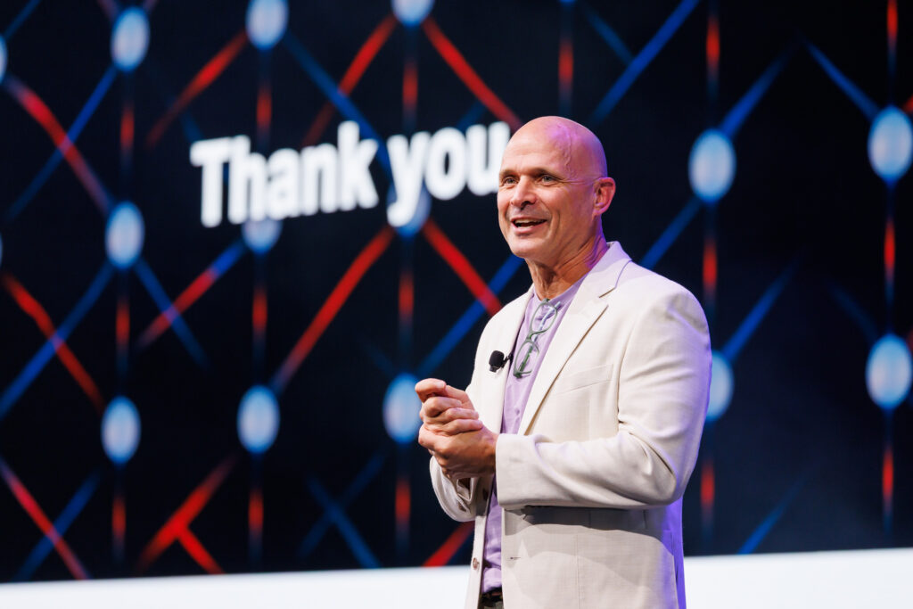 guest speaker on stage for TBM Conference 2025