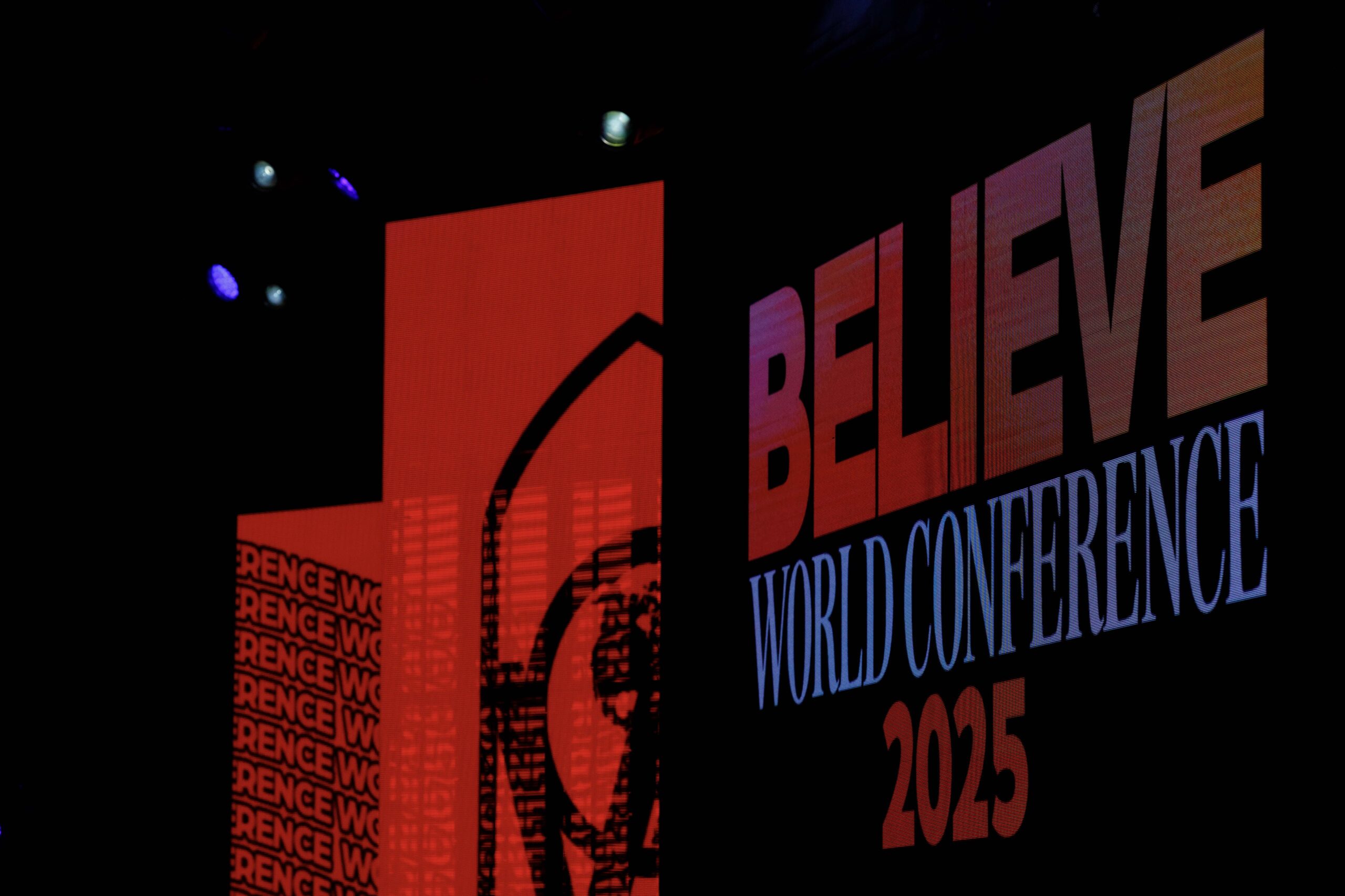 LED screens on stage with lighting