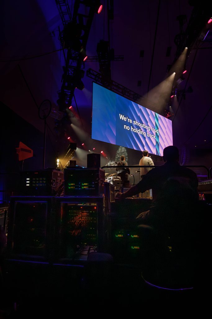 LED screens under stage lighting